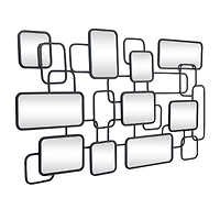 Black Modern Abstract Wall Mirror, 45" x 1" x 26"