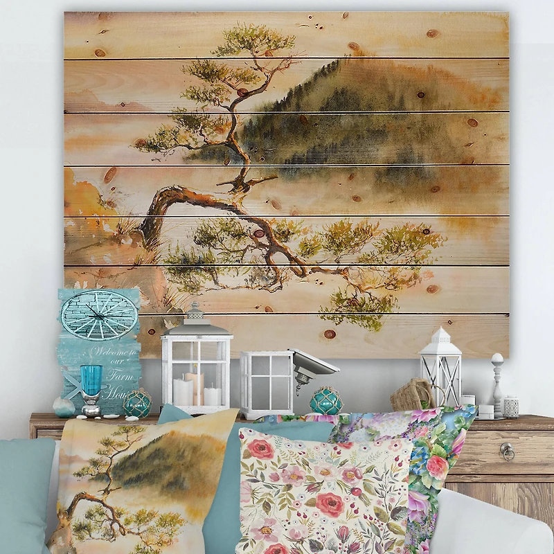 Designart - Curved Pine Tree On The Top of Sokolica Peak