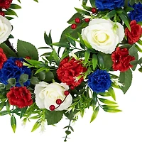 24" Carnation & Rose Artificial Americana Wreath