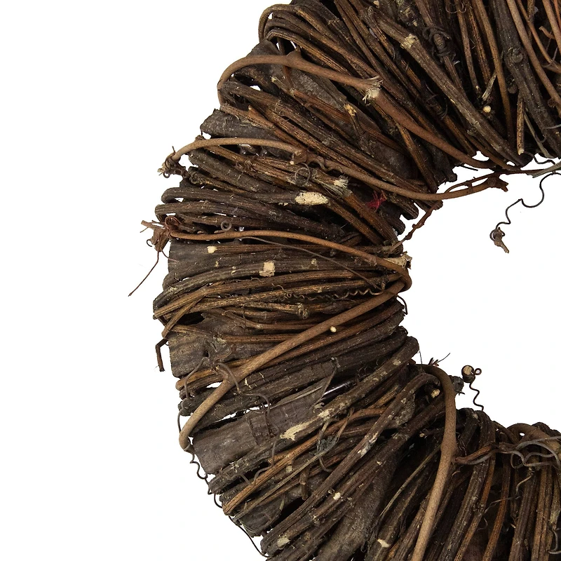 12" Brown Rustic Twig & Tree Bark Artificial Spring Wreath