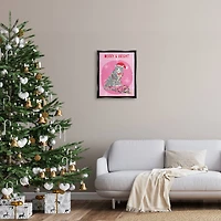 Stupell Industries Merry & Bright Christmas Cat Framed Floater Canvas Wall Art