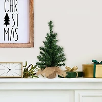 18" Unlit Two-Tone Mixed Pine Artificial Christmas Tree with Burlap Base