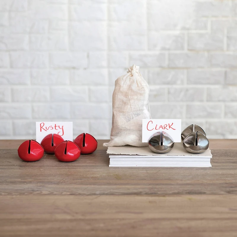 Hello Honey® Red Metal Bell Place Card & Photo Holder Set