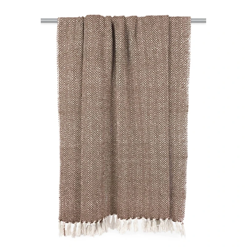 DII® Dark Brown Handloom Chevron Throw