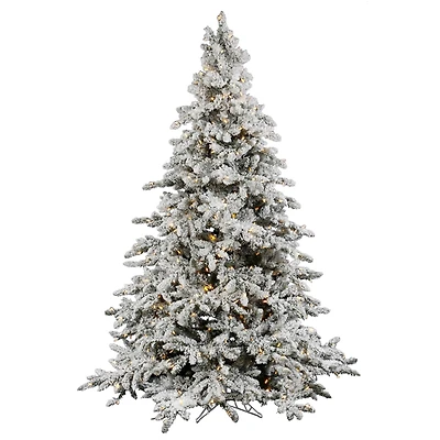 6.5ft. Pre-Lit Flocked Utica Fir Artificial Christmas Tree, Pure White LED Lights