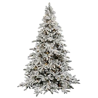 6.5ft. Pre-Lit Flocked Utica Fir Artificial Christmas Tree, Pure White LED Lights