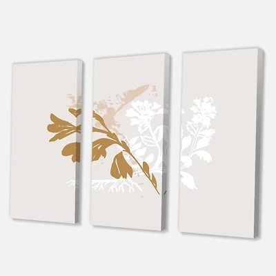 Designart - Minimal Botanical Design In Brown and White