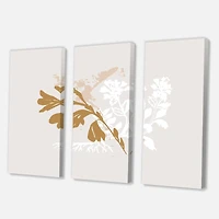 Designart - Minimal Botanical Design In Brown and White