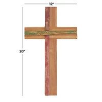 Brown Wood Industrial Cross Wall Decor, 20" x 12" x 2"