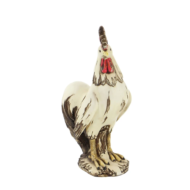 15" White Rooster Garden Sculpture