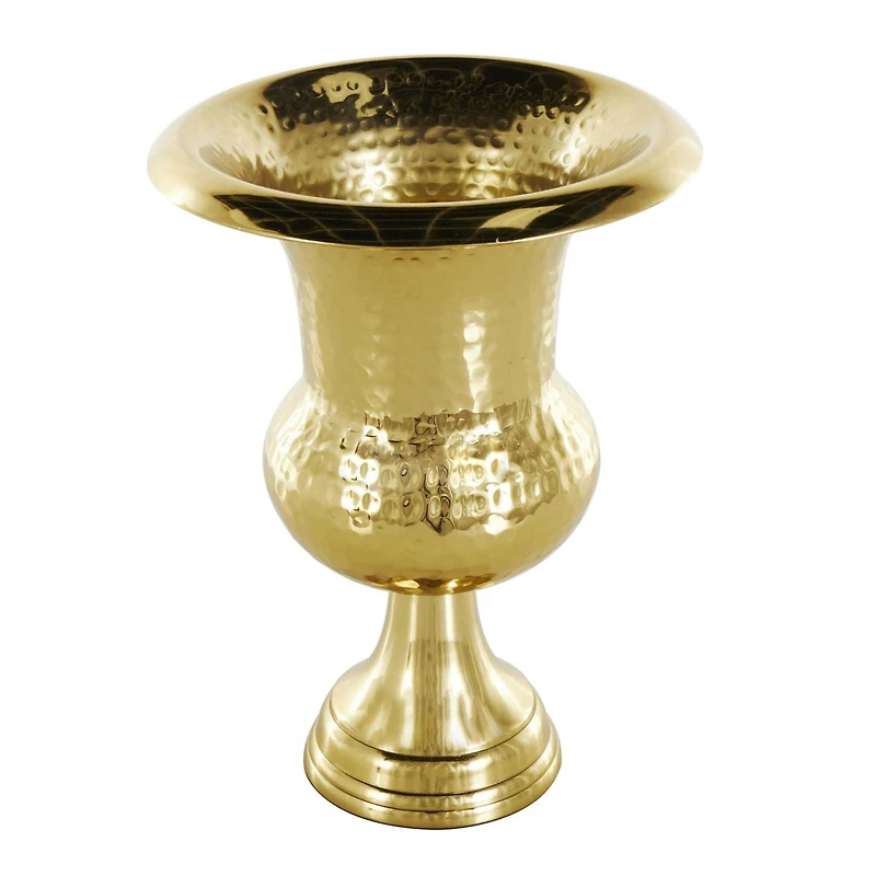 13" Gold Aluminum Hammered Goblet Vase