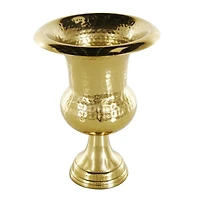 13" Gold Aluminum Hammered Goblet Vase