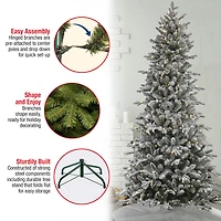 7ft. Pre-Lit Snowy Calton Pine Artificial Christmas Tree, Warm White LED Lights