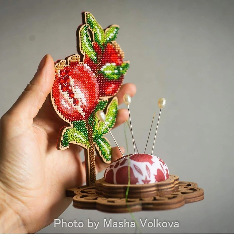 Wonderland Crafts Pomegranate Bead Embroidery on Wood Kit