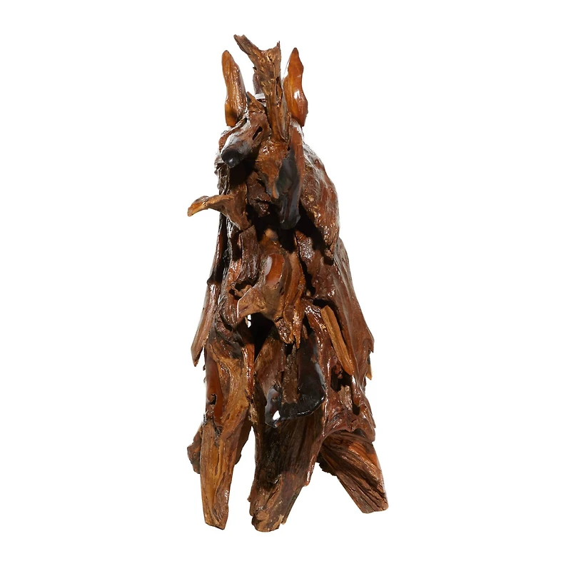 Brown Teak Wood Natural Horse Sculpture 33" x 31" x 13"