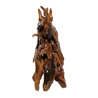 Brown Teak Wood Natural Horse Sculpture 33" x 31" x 13"