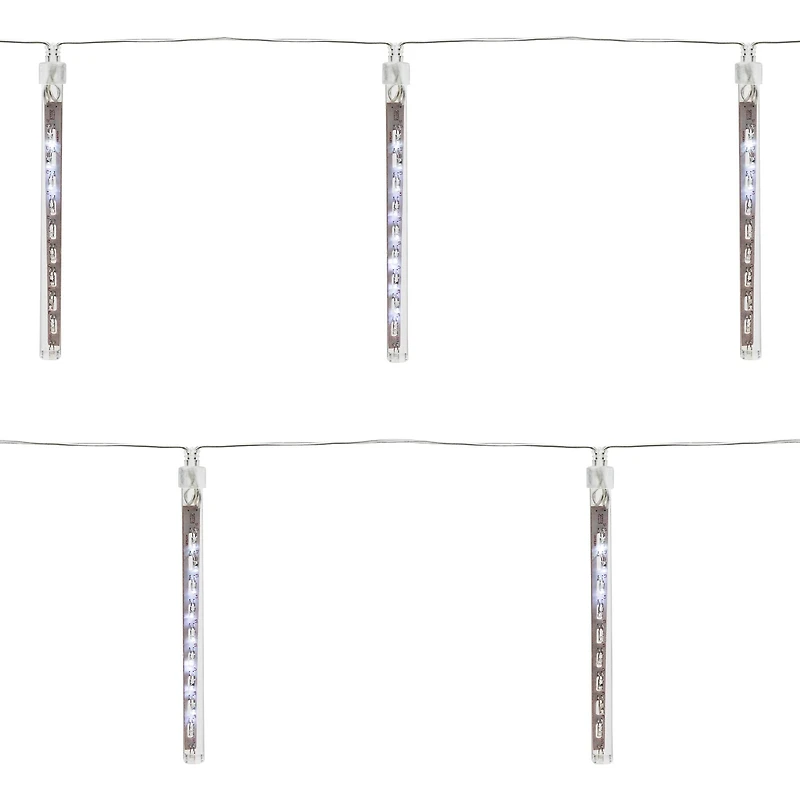 10ct. White Transparent Dripping Icicle Snowfall Christmas Light Tubes with Clear Wire