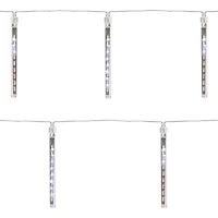 10ct. White Transparent Dripping Icicle Snowfall Christmas Light Tubes with Clear Wire