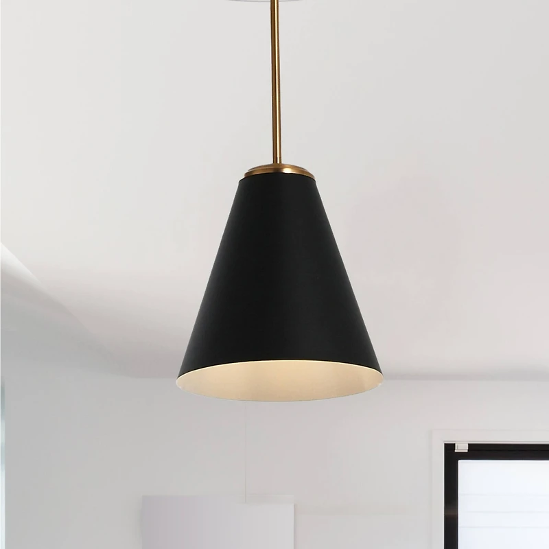 Hello Honey® Robert Stevenson Lighting Beckett Black & Brushed Gold Metal Ceiling Light with Shade