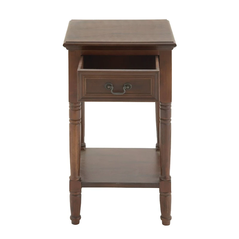 29" Brown Pine Traditional Accent Table