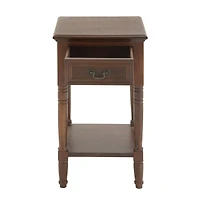 29" Brown Pine Traditional Accent Table