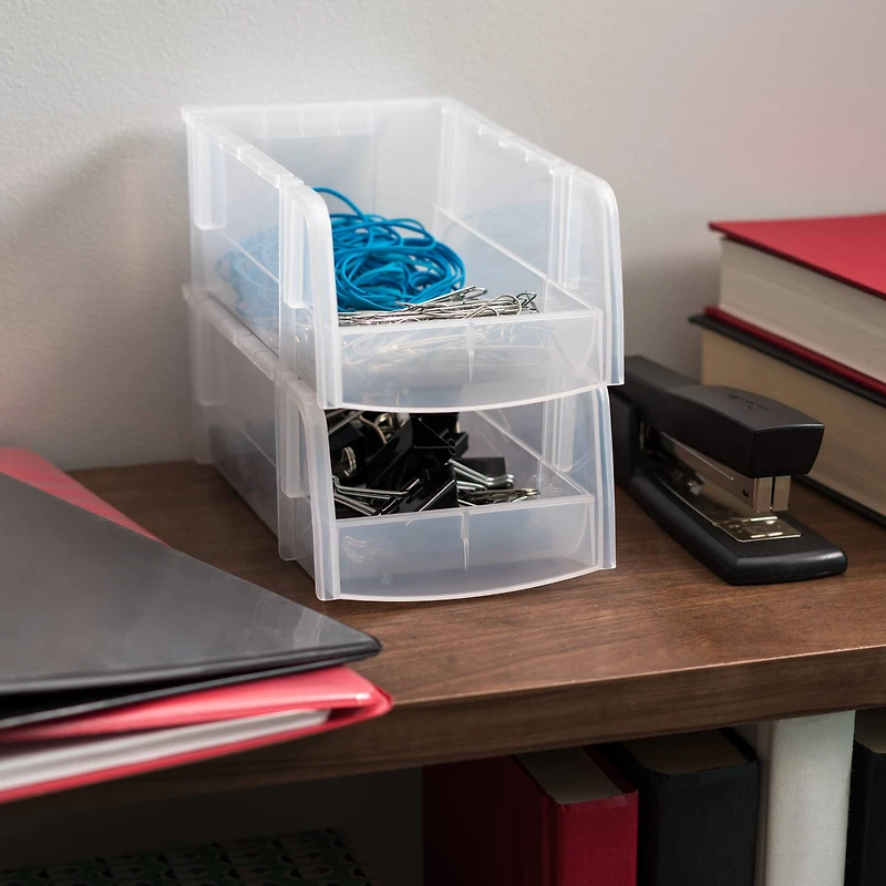 IRIS Small Clear Plastic Stacking Bin