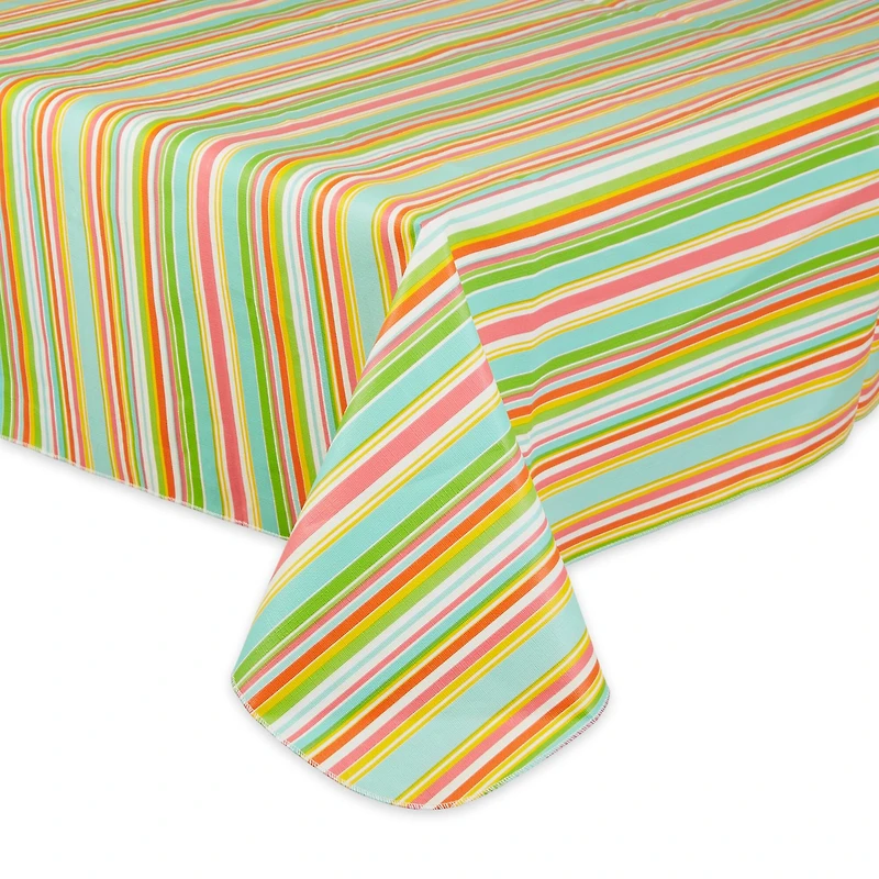 Spring Stripe Vinyl Tablecloth 60" x 84"