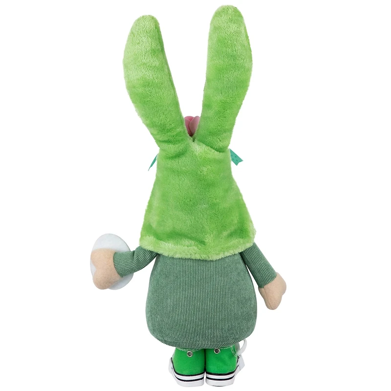 15" Green Gnome with Bunny Ears Easter Figure
