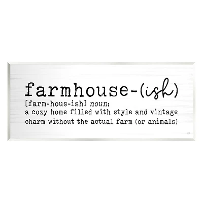 Stupell Industries Farmhouse-Ish Playful Definition Sign Birch Pattern Wall Plaque Art