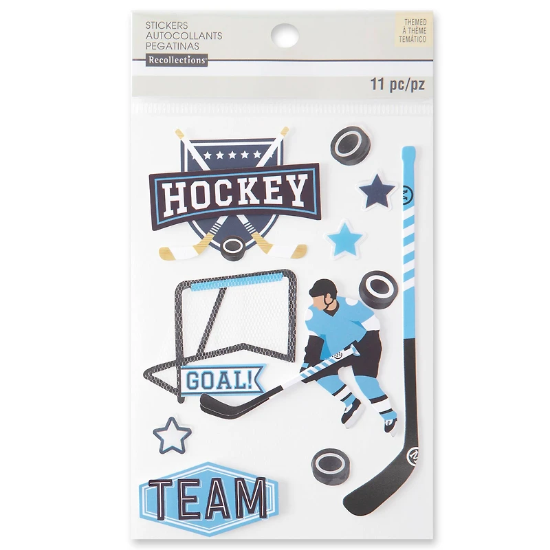 12 Pack: Hockey Chipboard Stickers by Recollections™