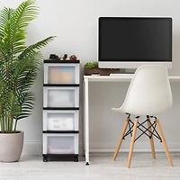 IRIS Black 4-Drawer Medium Cart With Organizer Top