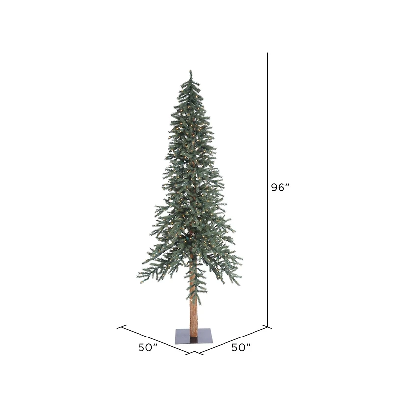 8ft. Pre-Lit Natural Bark Alpine Artificial Christmas Tree, Clear Lights