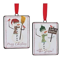 Metal Snowman Sentiment Ornament Set