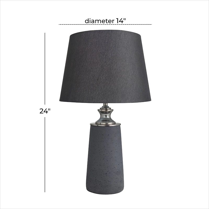 Black Cement Modern Table Lamp, 24" x 14" x 14"