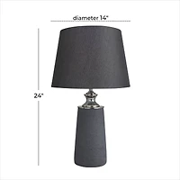 Black Cement Modern Table Lamp, 24" x 14" x 14"