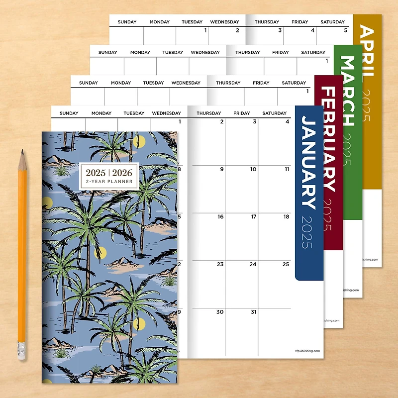 TF Publishing 2025 - 2026 Aloha Palms Small Monthly Pocket Planner