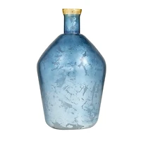 Blue Glass Coastal Vase, 15" x 9" x 9"