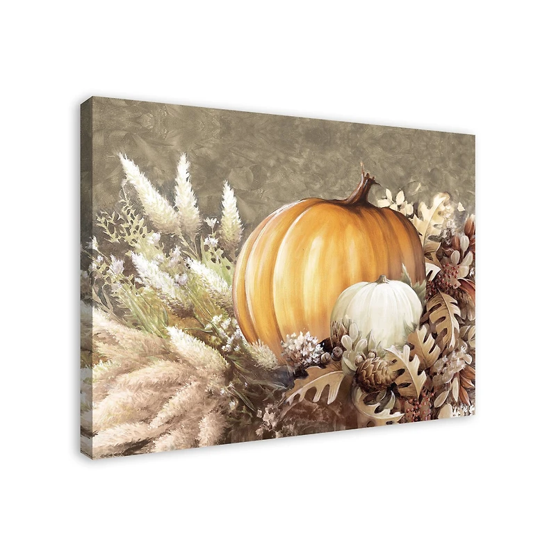 Neutral Harvest Pumpkin Canvas Wall Art