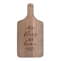 17" Bless Our Home Leaf Walnut Paddle Cutting Board