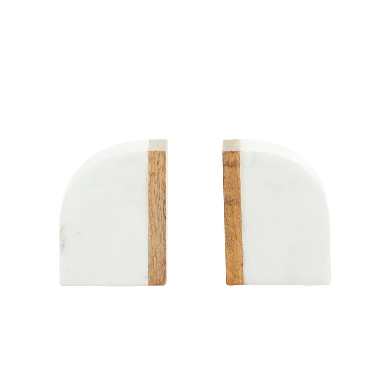 5" White Marble Modern Bookends, 2ct.