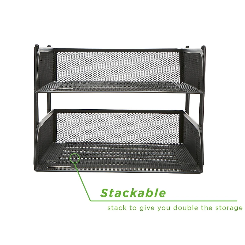 Mind Reader Black 2 Piece Stackable Metal Mesh Letter Tray