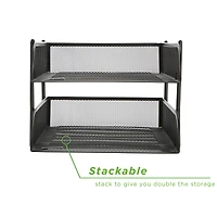 Mind Reader Black 2 Piece Stackable Metal Mesh Letter Tray