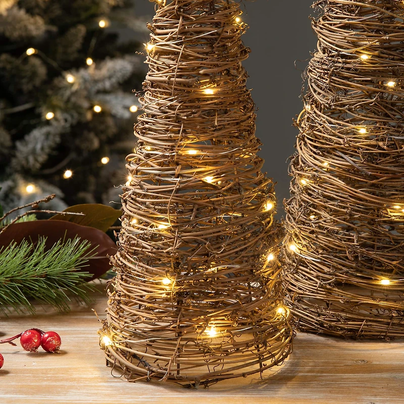 Glitzhome® Pre-Lit Rattan Christmas Table Tree Décor Set