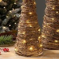 Glitzhome® Pre-Lit Rattan Christmas Table Tree Décor Set