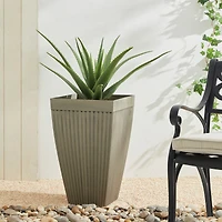 Glitzhome® 23" Eco-Friendly Oversized Faux Concrete Square Fluted Pot Planters