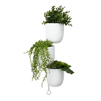 25" White Metal Contemporary 3-Pot Hanging Planter