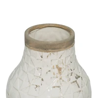 16" White Stoneware Coastal Style Vase