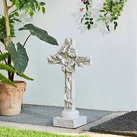 Glitzhome® 21" Holy Cross with Lily Garden Statue