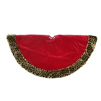 48" Diva Safari Red Velveteen & Cheetah Print Tree Skirt