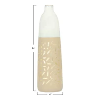 Hello Honey® 14" Cream Stoneware Vase with Gold Pattern